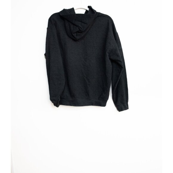 Black Fleece Pullover Hoodie With Front Pocket For Adults - Picture 5 of 8